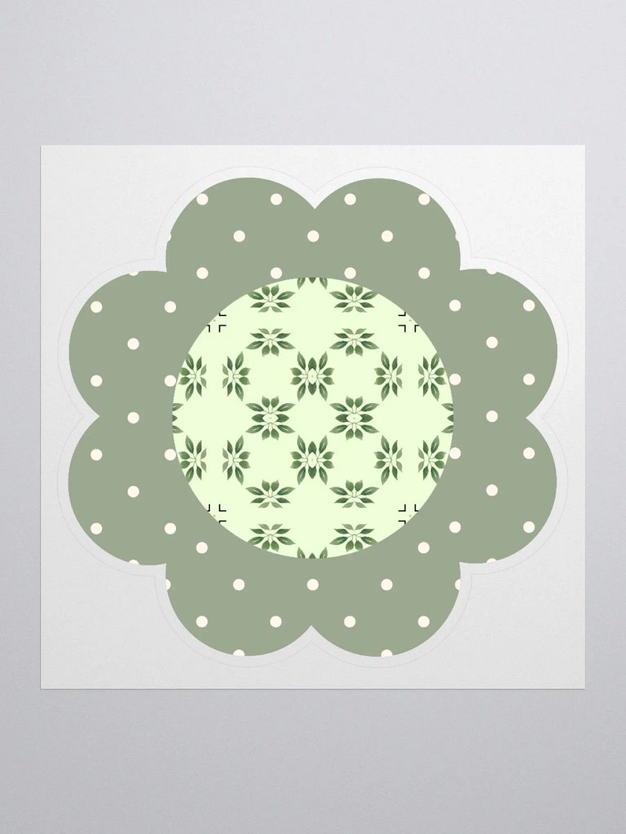 Green Floral Sticker – Dotted Petals and Green Patterned Center product image (1)