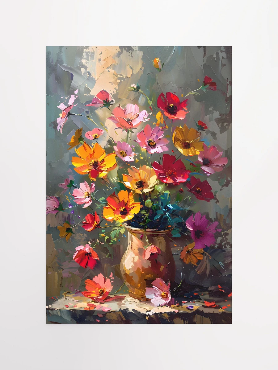 Impressionist Cosmos Flowers in Vase: Colorful Botanical Art for Lively Home Decor Matte Poster product image (5)