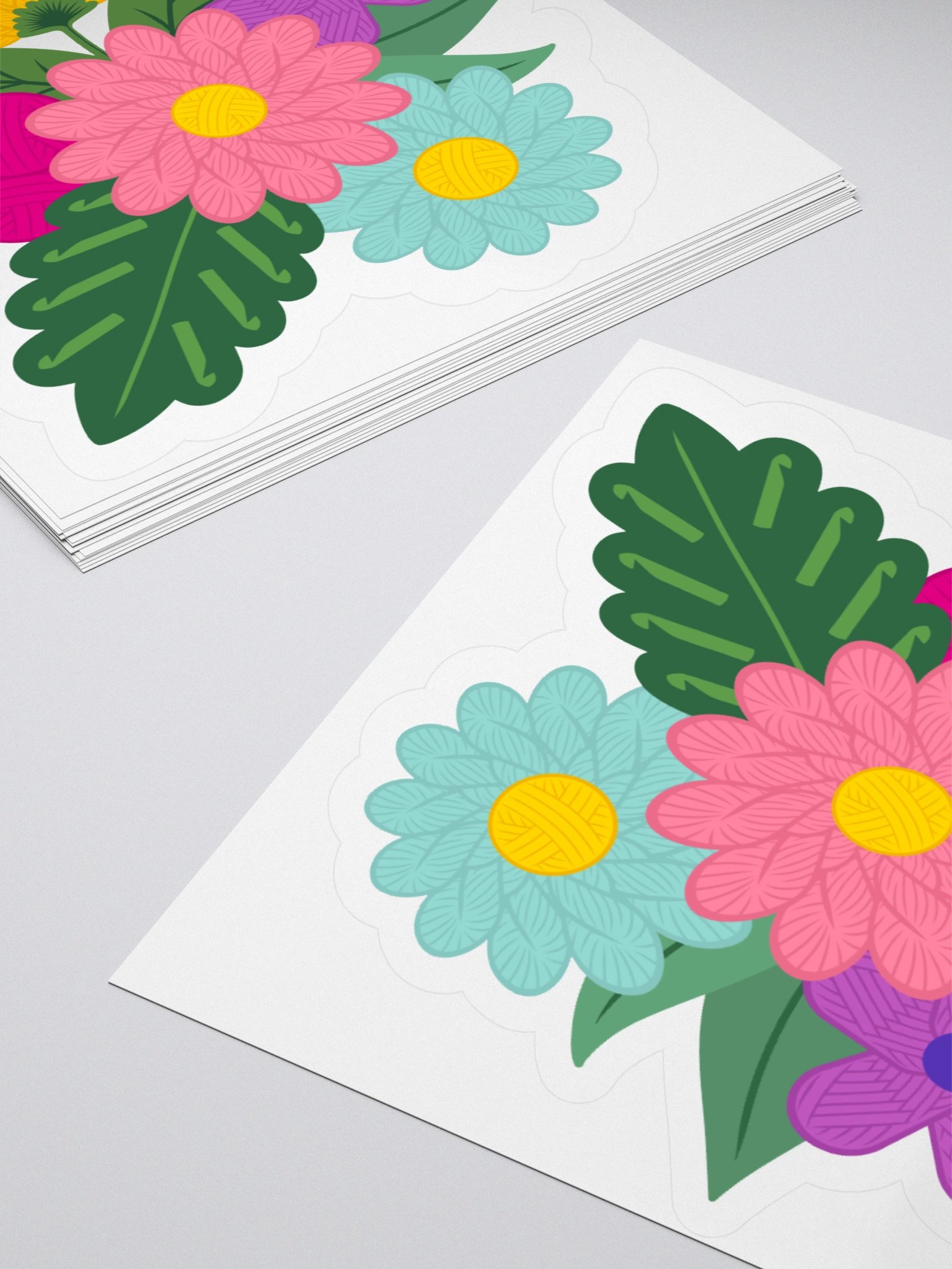 Pink Yarn Flower Cluster Sticker - Crochet product image (4)