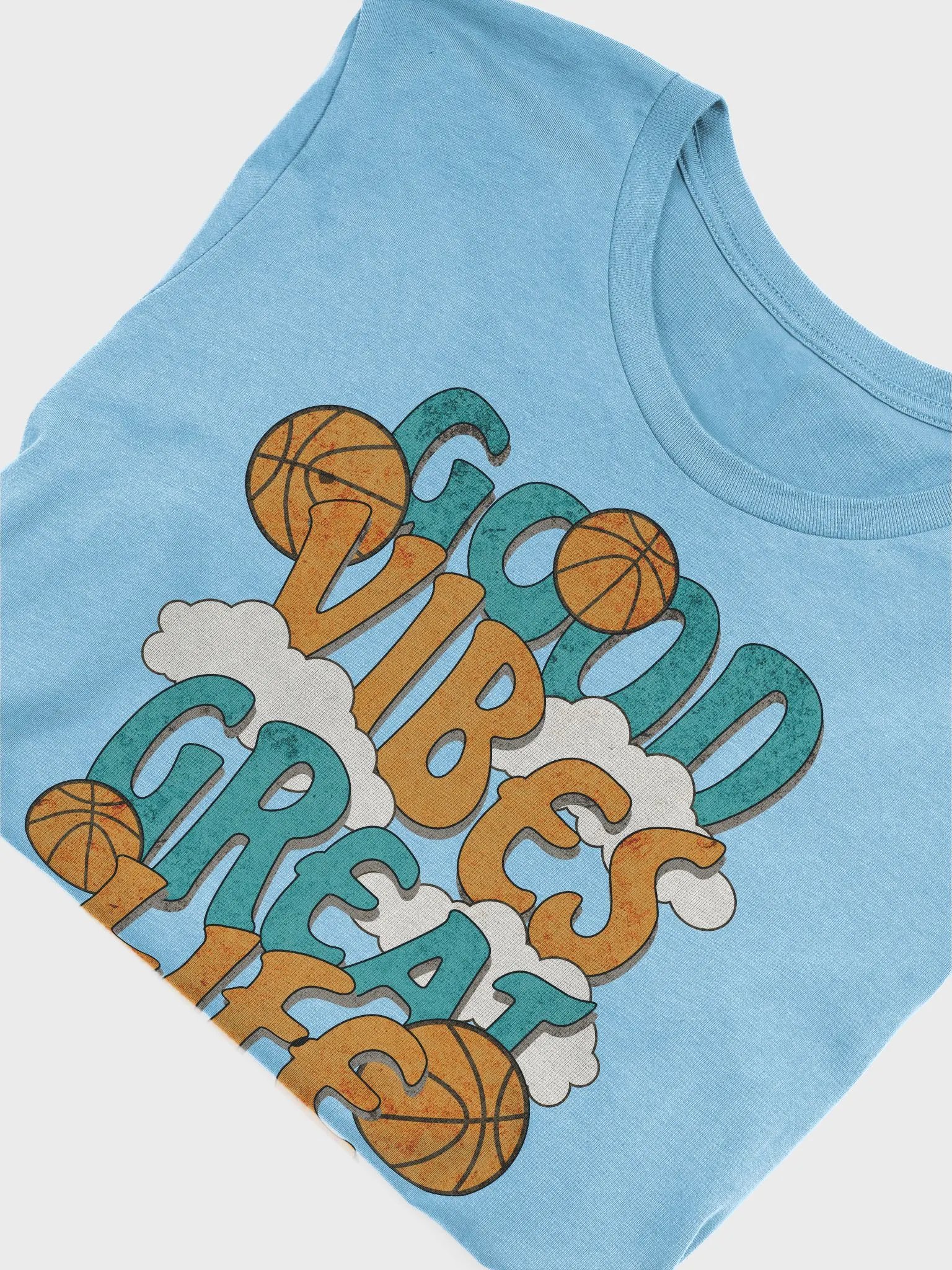 Good Vibes Great Life Basketball Cloudy Hoops T-Shirt product image (3)