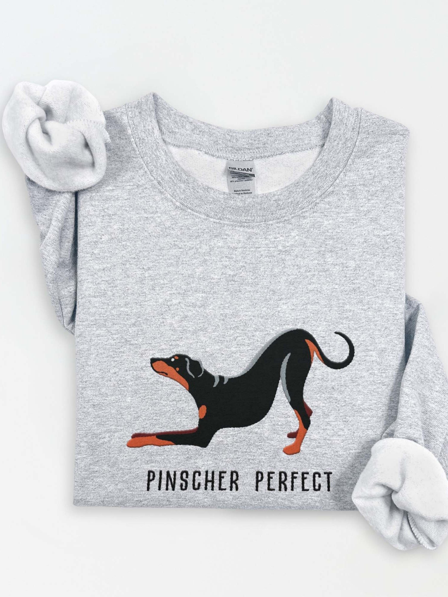 Pinscher Perfect Sweatshirt(Embroidered) of a Doberman Pinscher(Full Tail & Ears) product image (1)