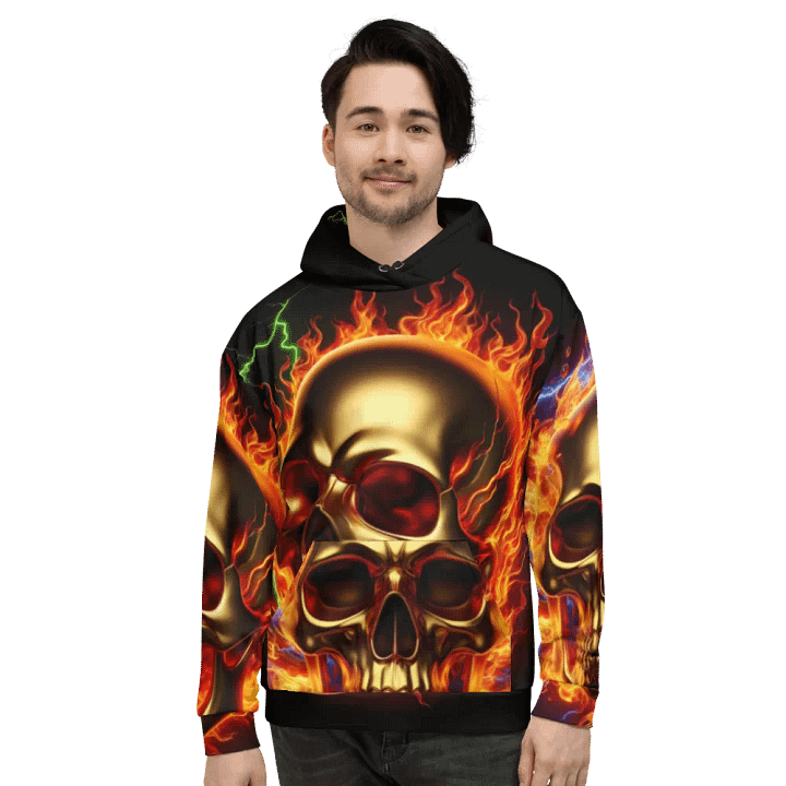 All-Over Blaze - Unisex Skull Hoodie #3 product image (2)