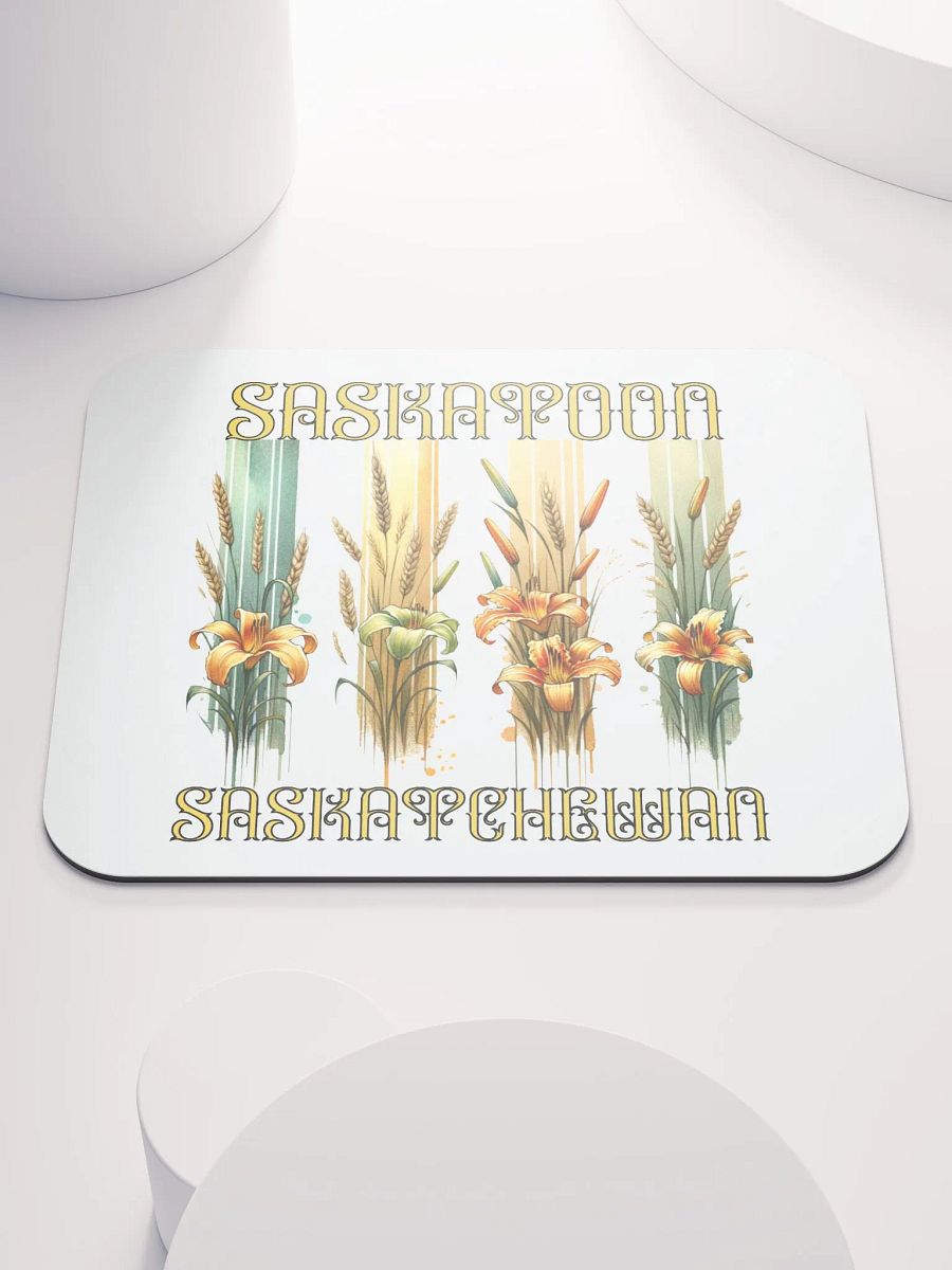 Saskatoon Saskatchewan 4 Vertical Tiger Lily Wheat Art Deco Floral Mouse Pad product image (2)
