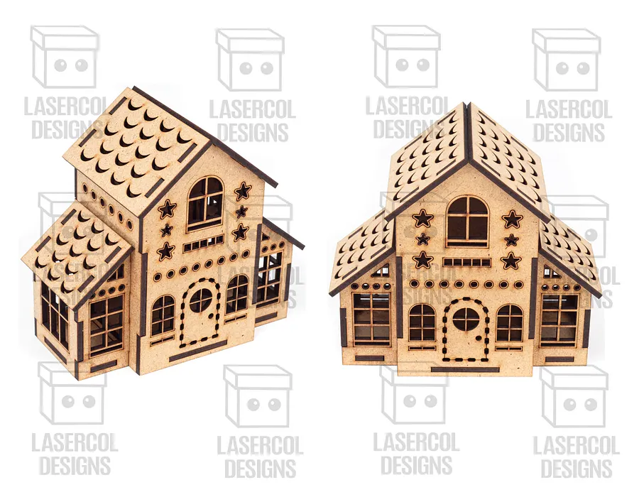 Christmas Houses Set 2 (5 Styles) - Laser Cut Files product image (4)