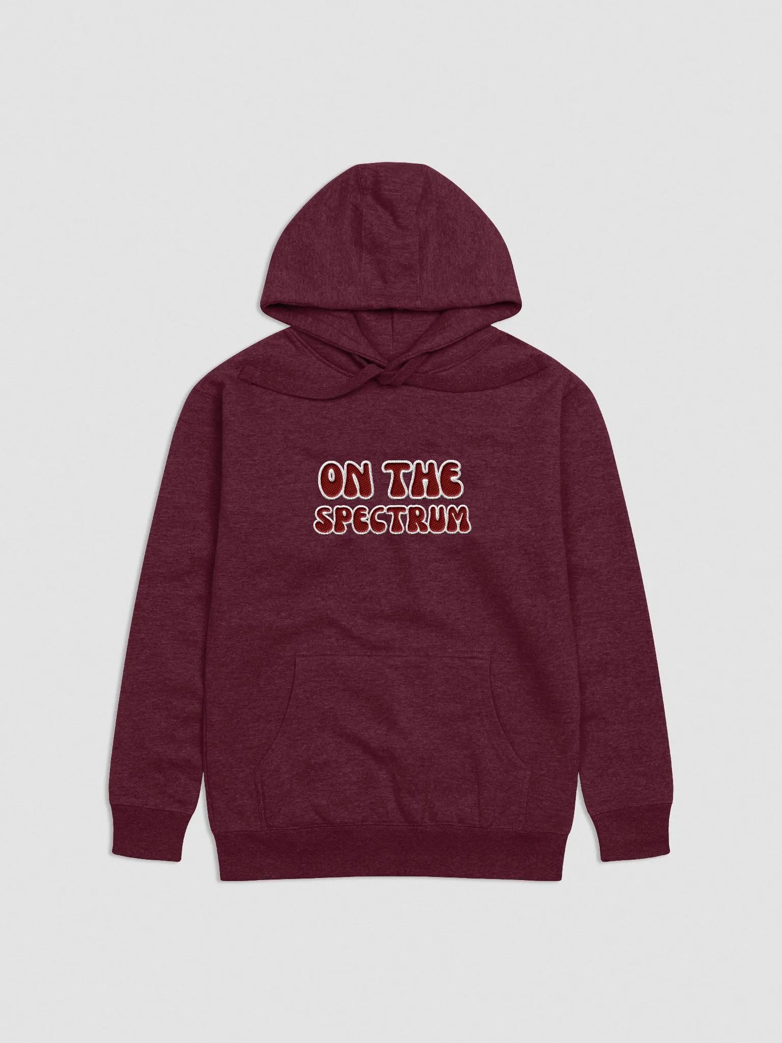 ON THE SPECTRUM lined design (lg., white and maroon) embroidered heavyweight hoodie product image (13)