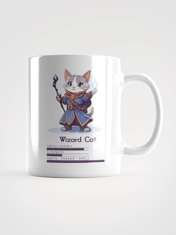 RPG Wizard Cat white ceramic mug 11oz 15oz 20oz for gamers and cat lovers product image (3)