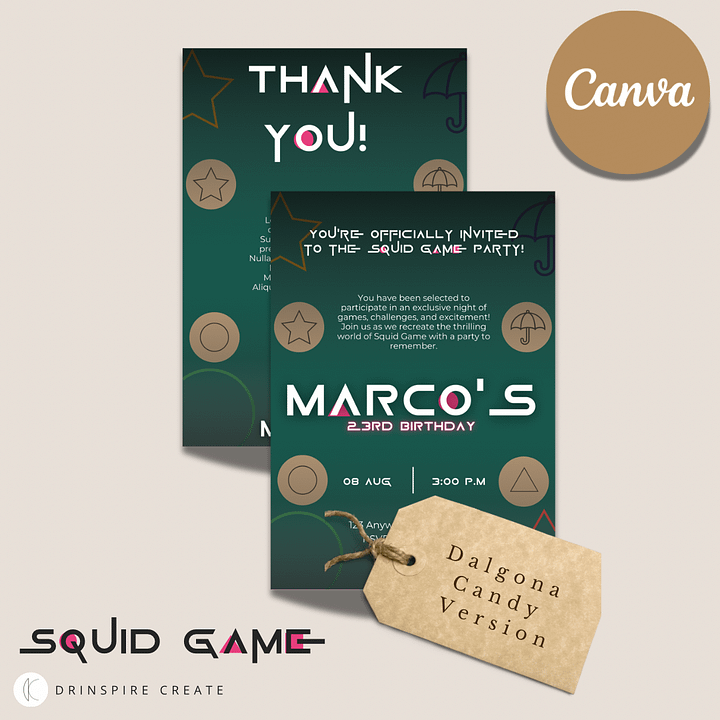 Squid Game-Inspired Party Template - Dalgona Candy Version product image (1)