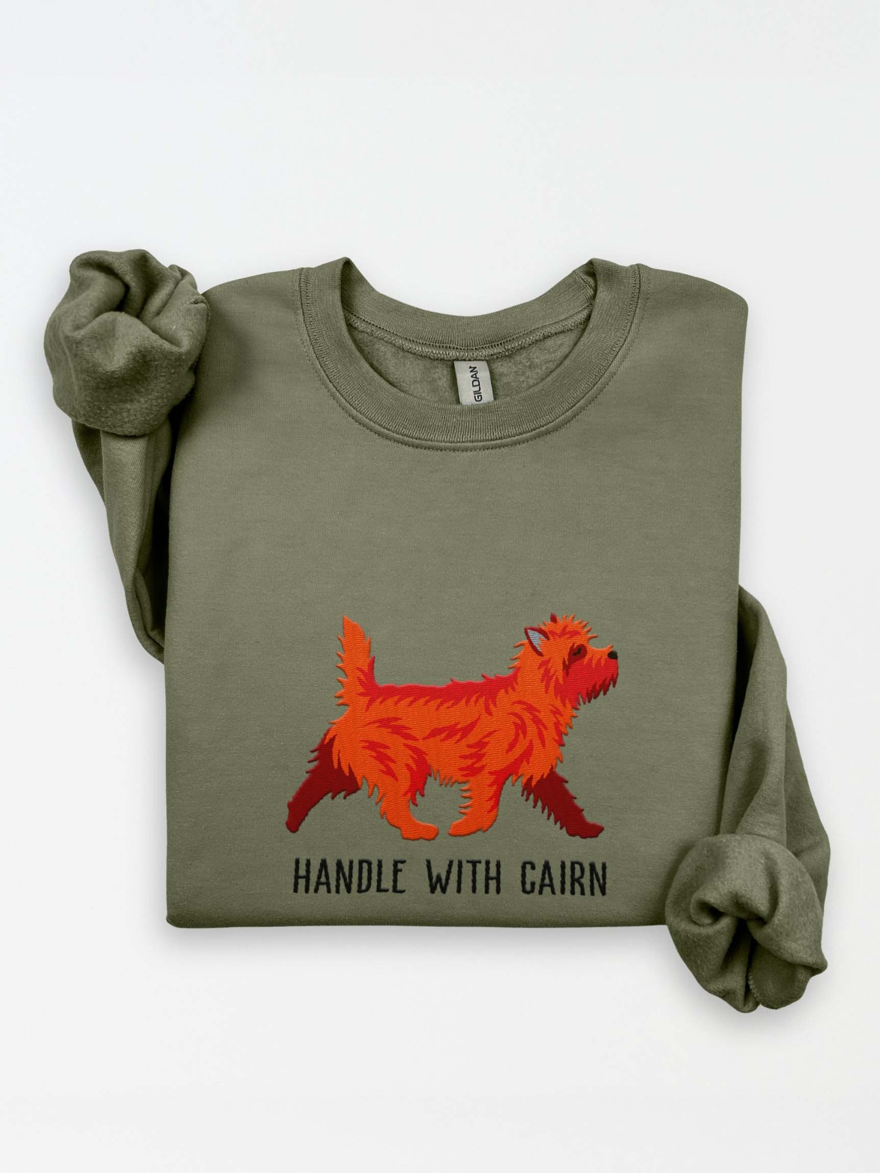 Handle with Cairn Sweatshirt (Embroidered) of a Cairn Terrier(Red) product image (1)