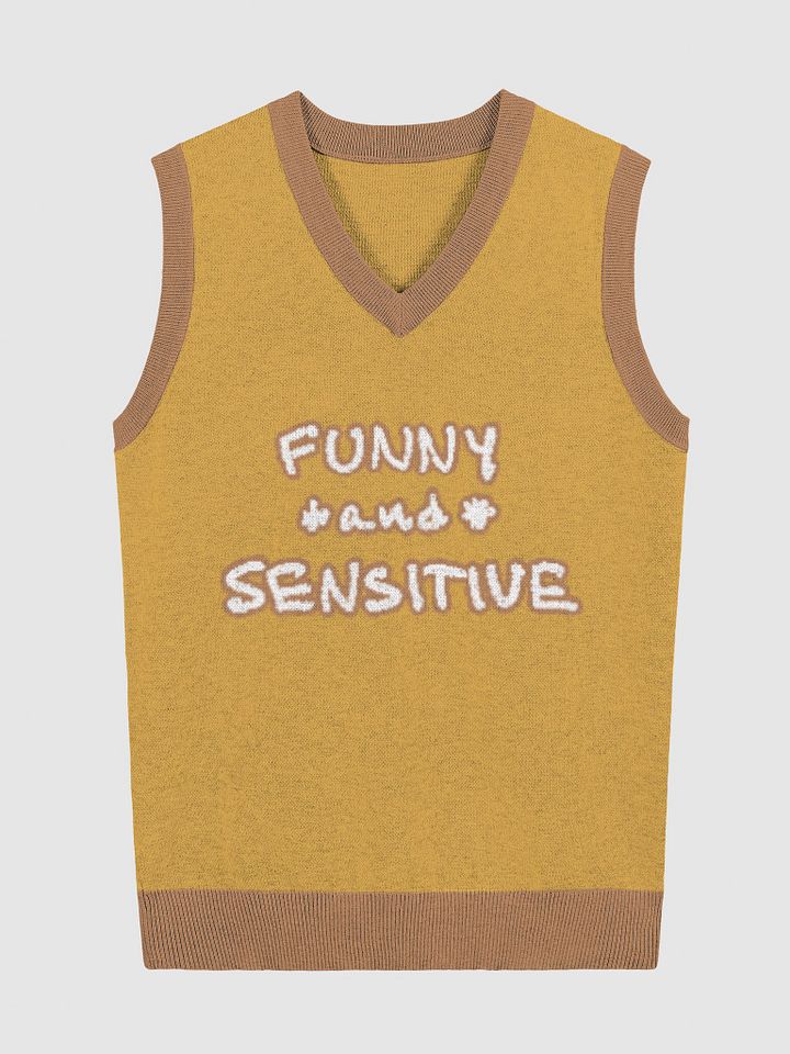 FUNNY *and* SENSITIVE (lg. design, contrast orange + white) knitwear vest product image (1)