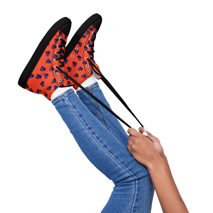 Abstract Love Pattern Hearts on a Coloured Background Ladies Canvas High Top Shoes product image (2)