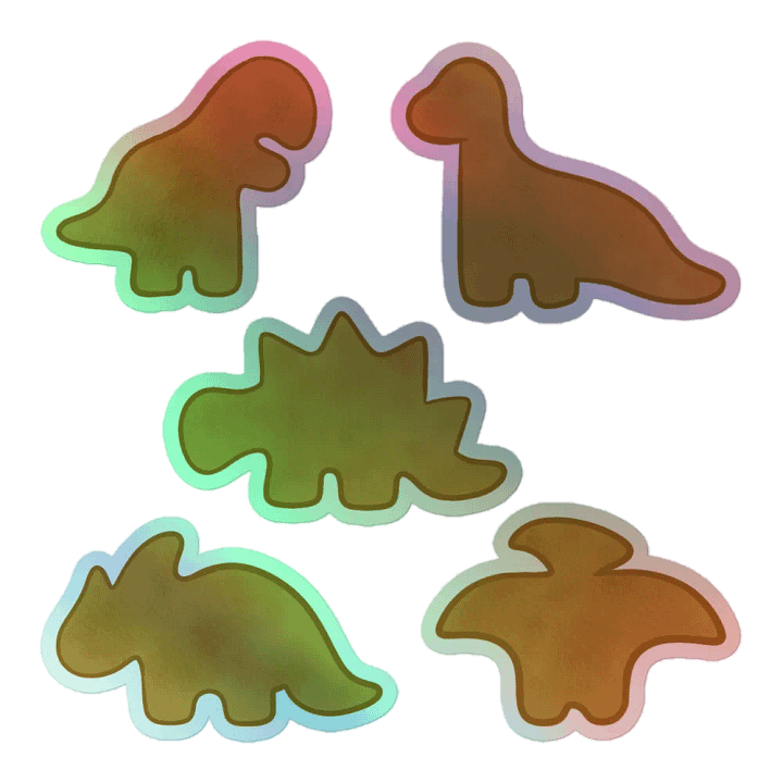 Dino Nugget Holographic Hand-drawn Stickers - 5 Pack product image (1)