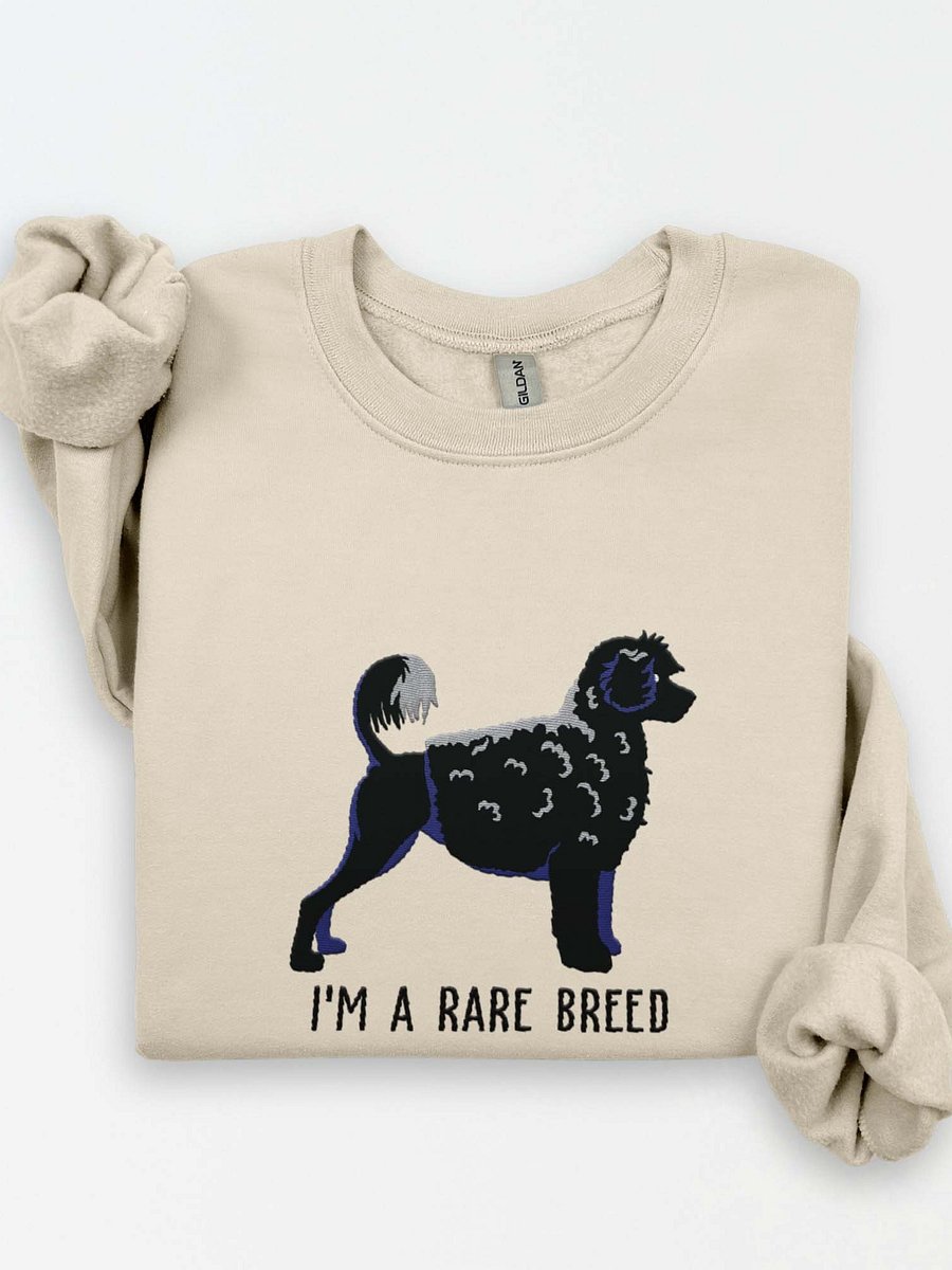 I'm a Rare Breed Sweatshirt (Embroidered) of a Portuguese Water Dog(Black) product image (1)