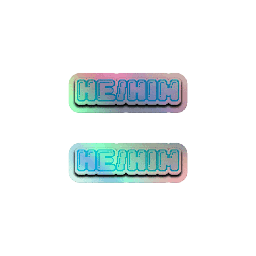 He/Him Holographic Sticker x2 product image (1)
