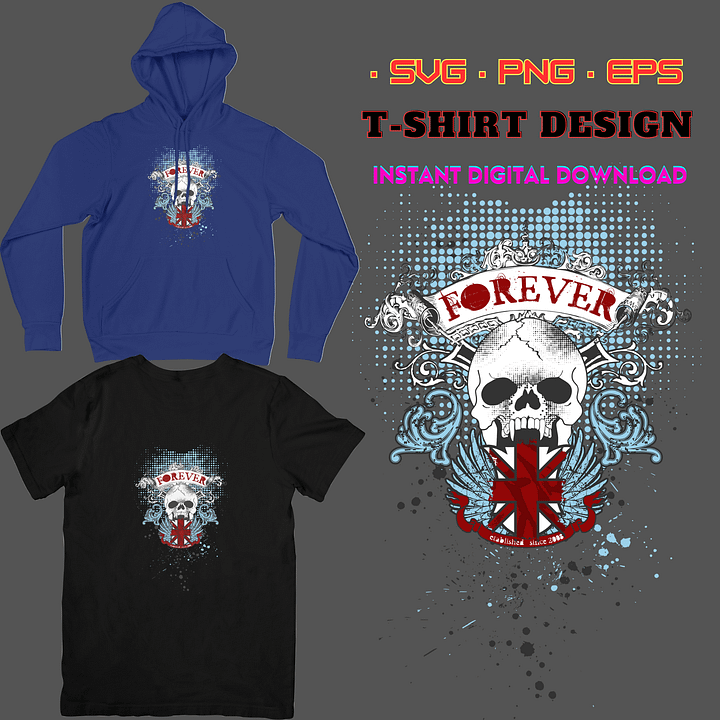 Halloween svg, England flag, skeleton svg, skull svg, forever svg, etablished since 2008 svg, T-shirt svg, Custom Design, cut files cricut product image (1)