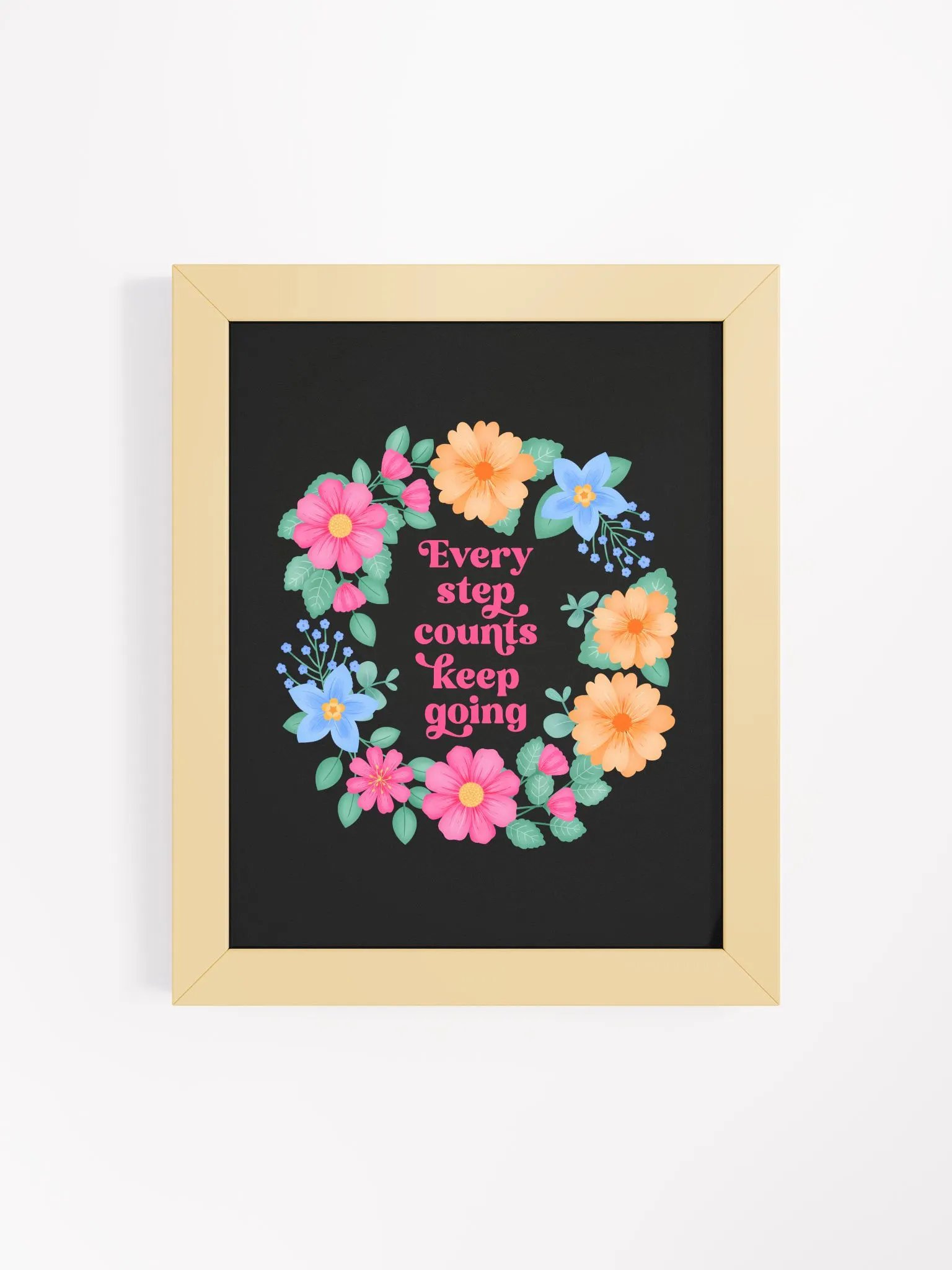 Every step counts keep going - Motivational Wall Art Black product image (1)