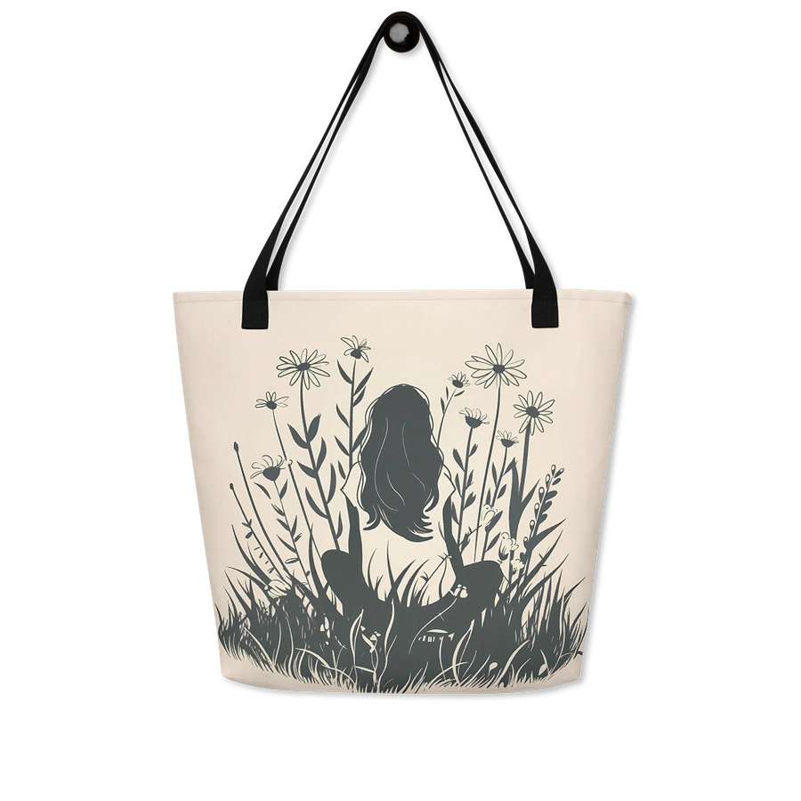 Tote Bag: Girl Who Loves Wildflowers Spring Summer Season Floral Art Style Design product image (7)