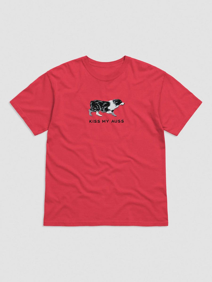 Kiss My Auss T-Shirt(Embroidered) of an Australian Shepherd(Black & White) product image (4)