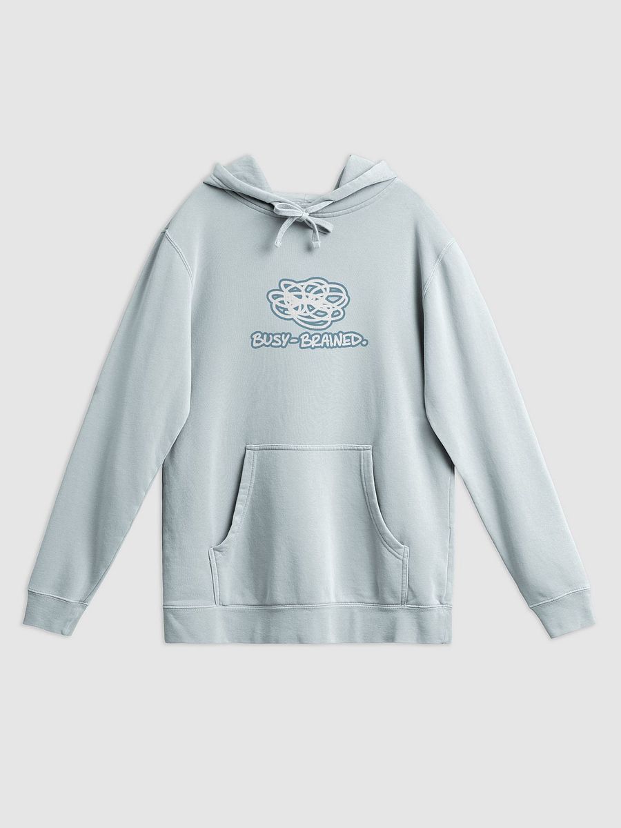 BUSY-BRAINED (lined design, #709AAF) printed pigment hoodie product image (23)