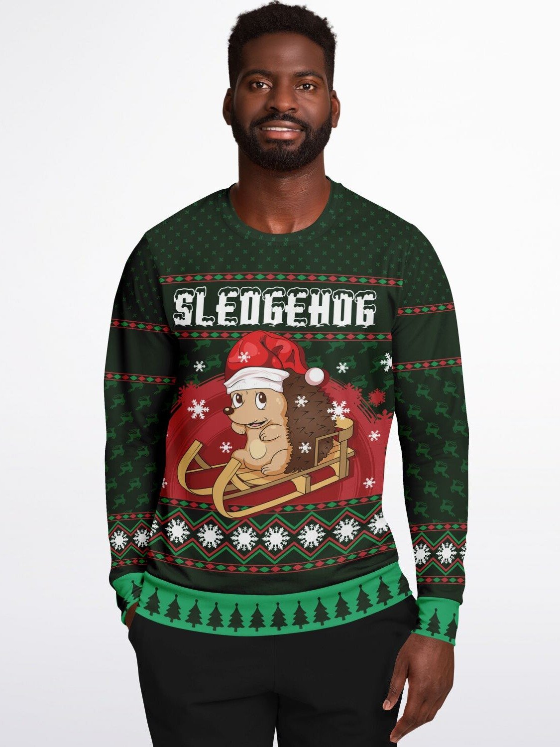 Joyful Hedgehog Christmas Sweatshirt – Sledding into Festive Fun product image (5)