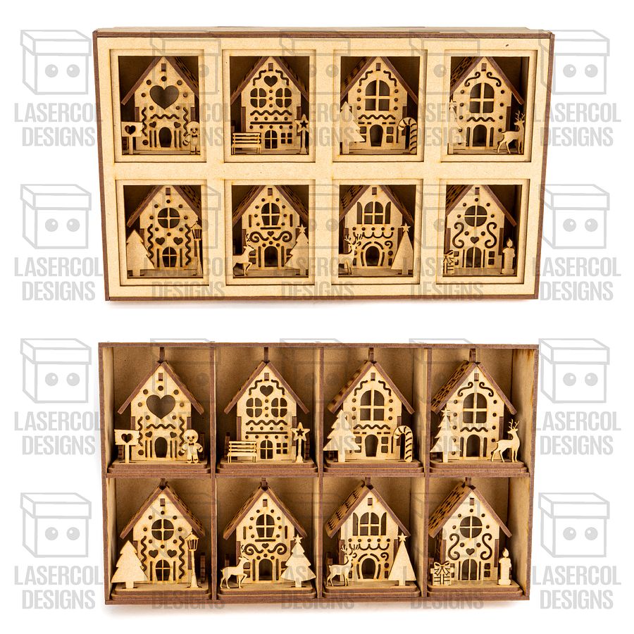 Christmas Houses Ornaments Boxes Set 2 (8 Houses Styles) - Laser Cut Files product image (9)