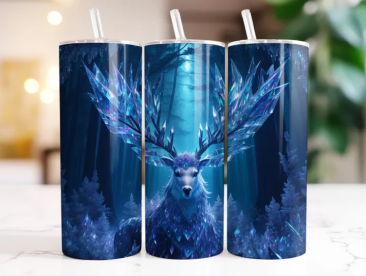 Fantasy Crystal Stag 20 oz Skinny Stainless Steel Tumbler product image (2)