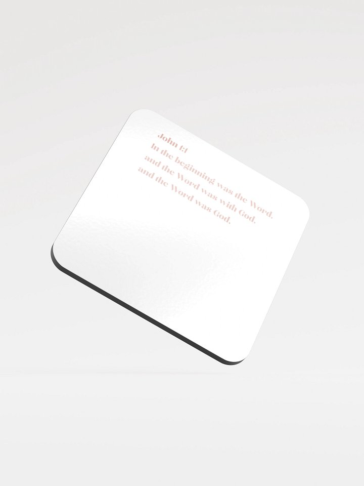 John 1:1 Verse Rose Glossed Cork Coaster product image (1)