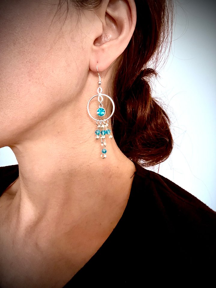 MFD-00265 | Blue - Seaside Sparkle Chandelier Earrings | Sterling Silver Hooks | Handmade Jewelry by Monique Faella Designs™ product image (2)