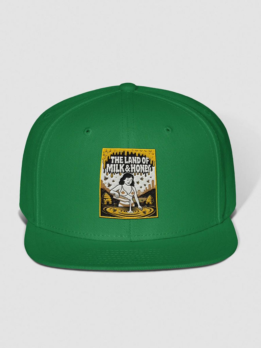 Green "THE LAND OF MILK & HONEY" Snapback Cap product image (1)