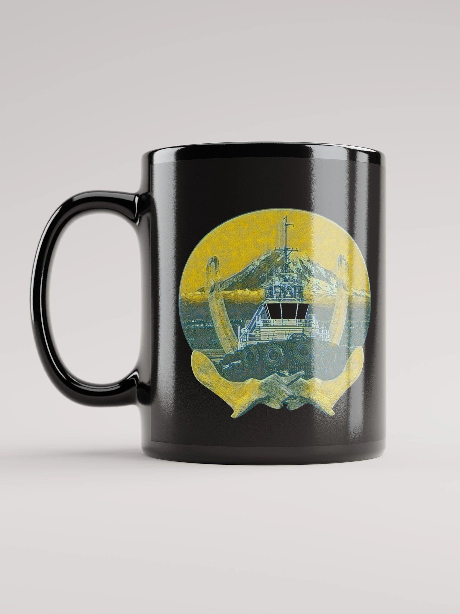 Twin anchor yellow Mount Rainier Marshall Foss - Ancher Tug Mug 11oz & 15oz product image (11)