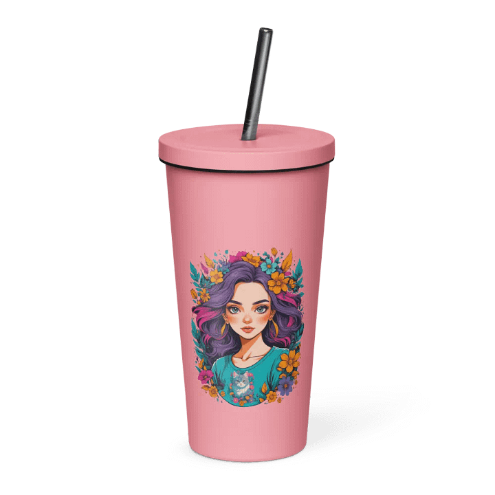 Bloomcore Flower Girl 20 oz Tumbler Cup - Pink - Insulated Tumbler with a Straw - v2 product image (1)