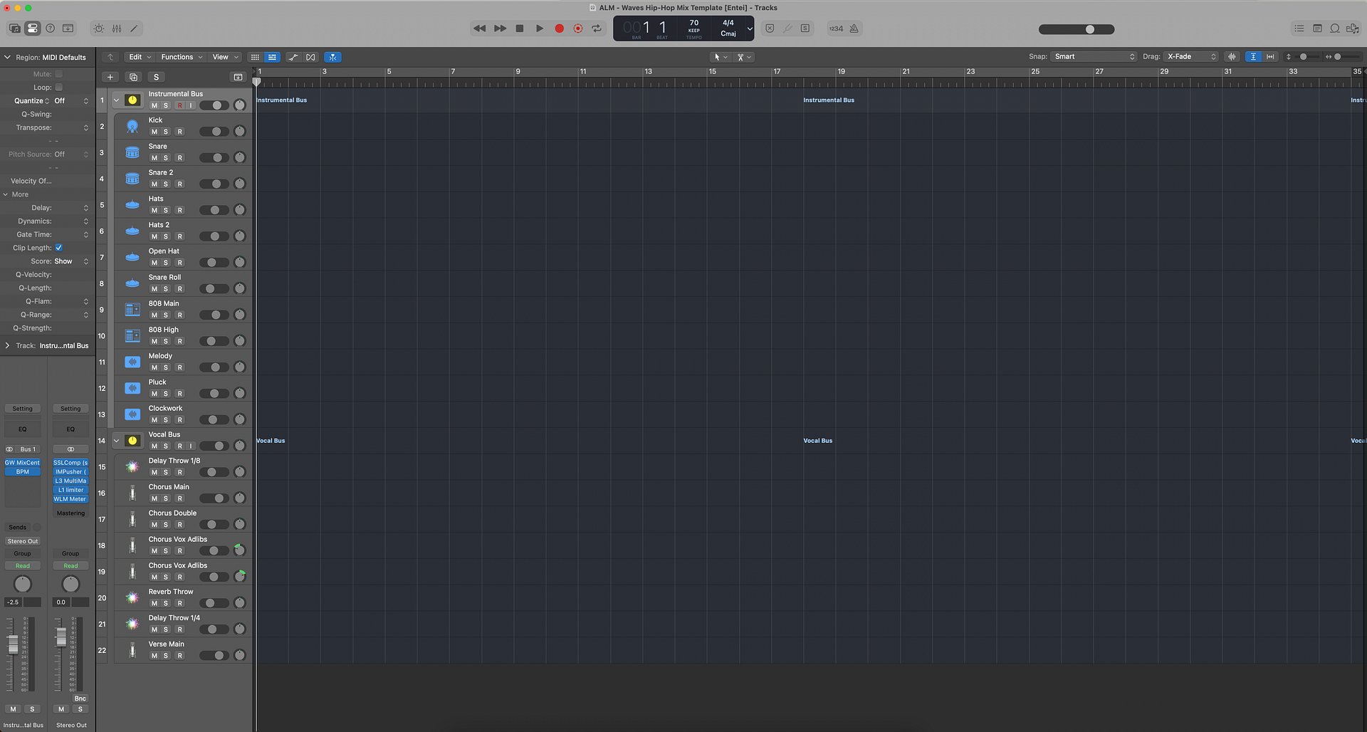 ALM - Waves Hip-Hop Mix Template for Logic Pro [Entei] product image (3)