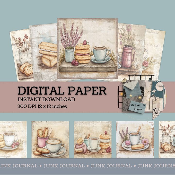 Coffee & Biscuits - Digital Papers V5- Commercial Use product image (1)