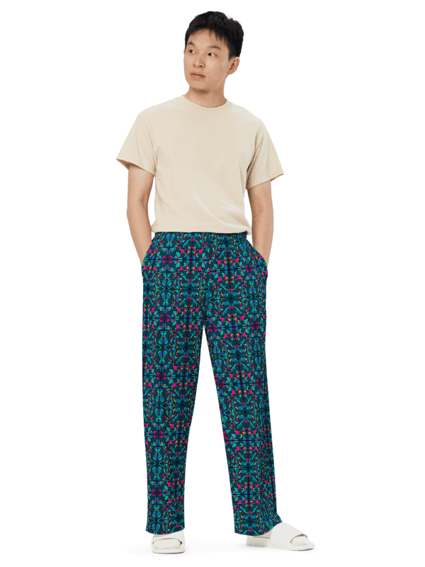 Blue Stained Glass - All-Over Print Wide-Leg Pants product image (3)