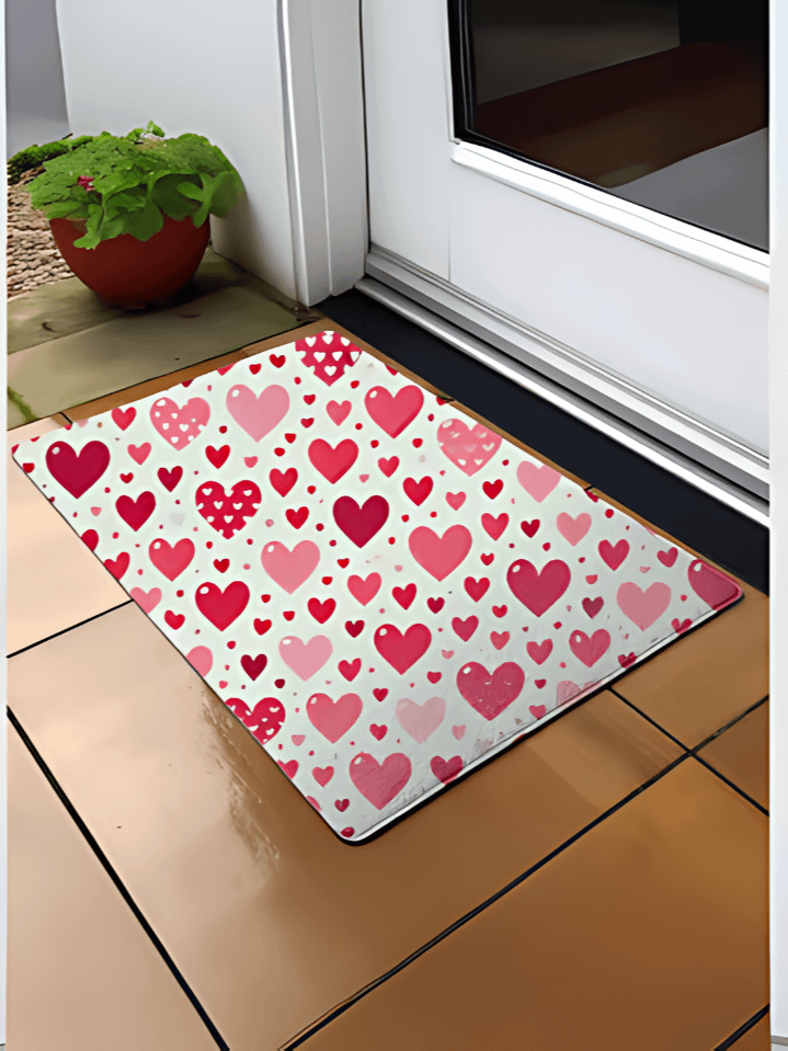 Valentine’s Day Sublimation Design – Pink & Red Hearts Floor Mat Artwork – 300 DPI PNG – Instant Digital File product image (1)