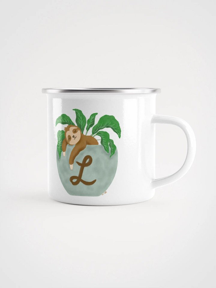 Sloth in Letter L Planter Enamel Mug product image (1)