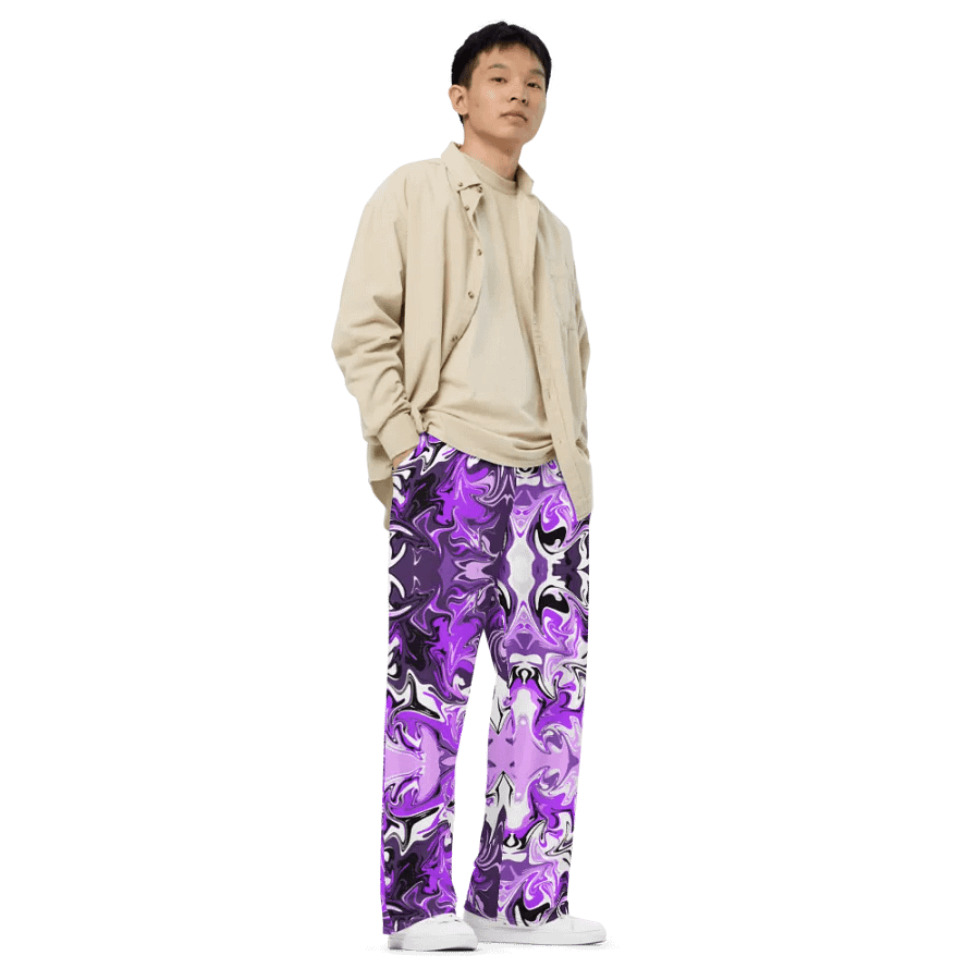 Purple Swirl Unisex Wide Leg Bottoms product image (3)