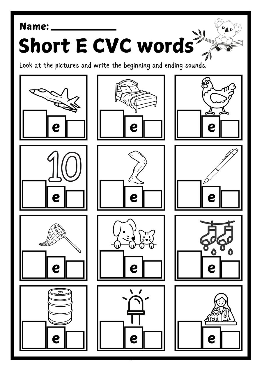 Short E CVC Words | Phonics Worksheet for Early Learners product image (1)