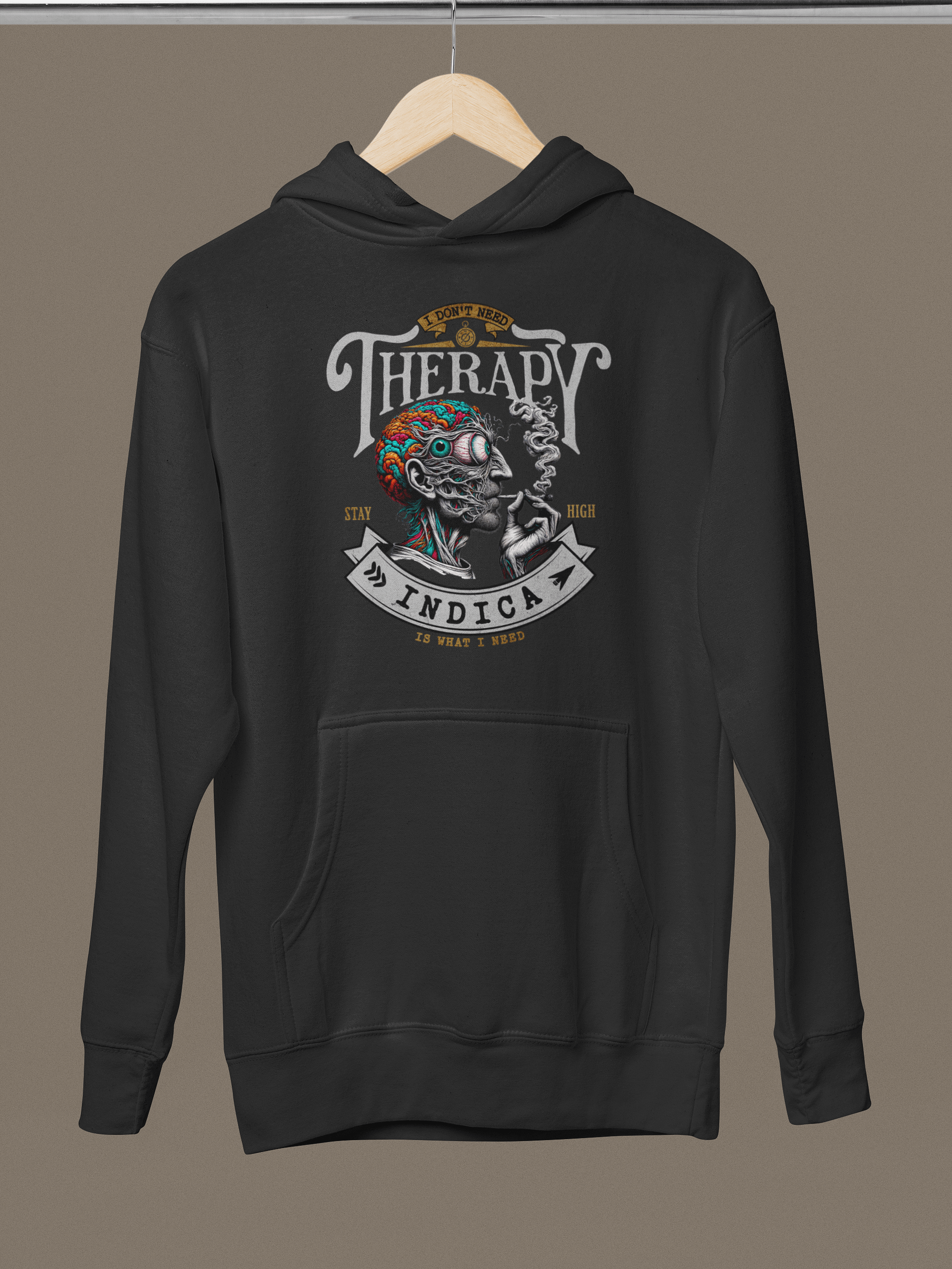 No Therapy Needed, Just Indica - Psychedelic Brain Premium Unisex Hoodie product image (1)