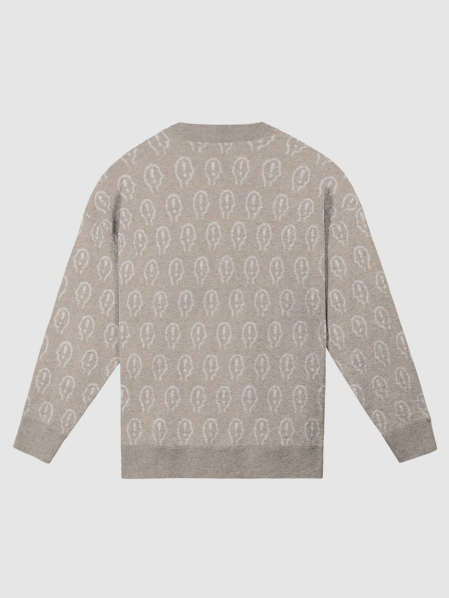 EXCLAIMING MENTALLY (repeating design, duotone tan) relaxed knitwear crewneck product image (10)