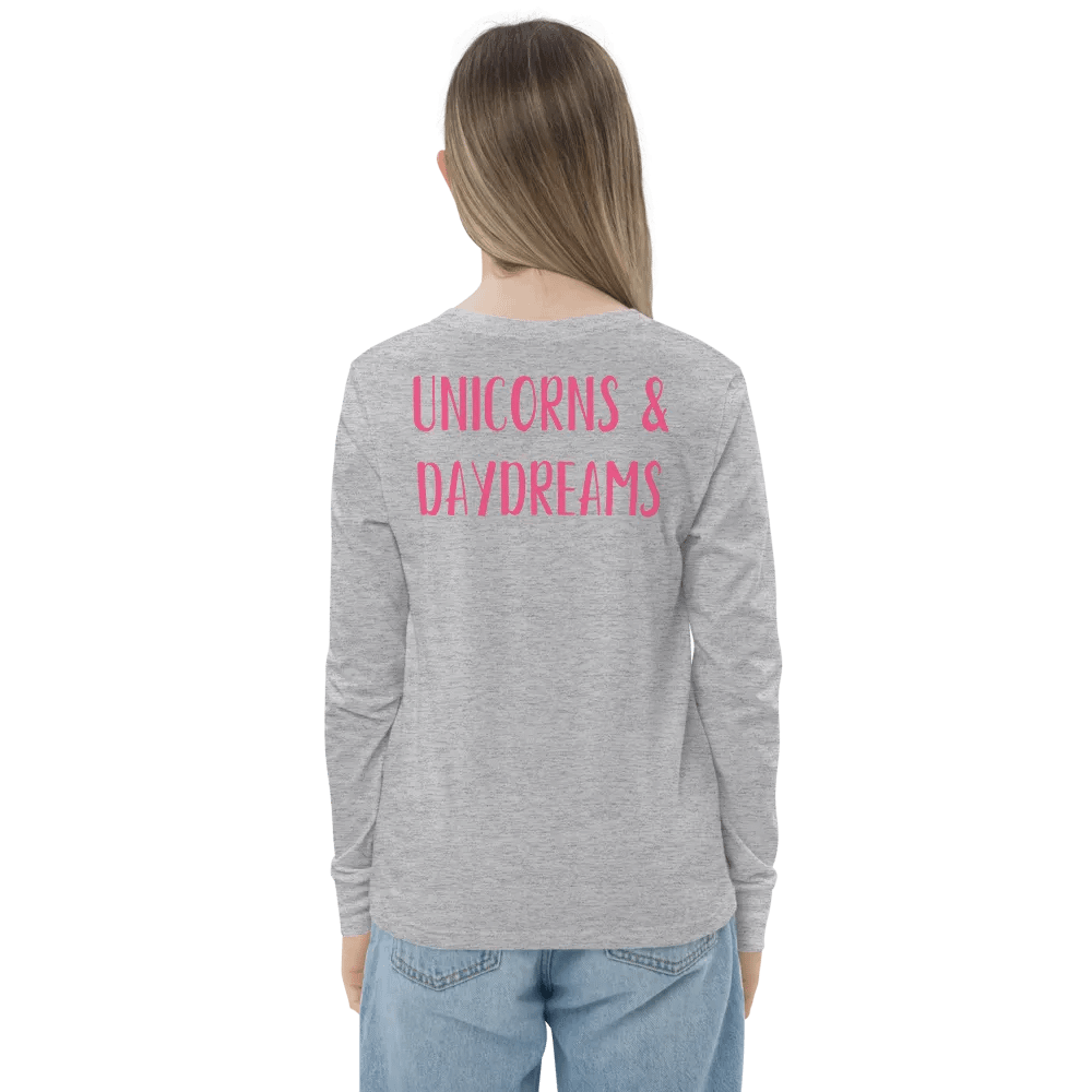 Rainbow Unicorn Youth Long Sleeve T-Shirt Front & Back Design product image (2)