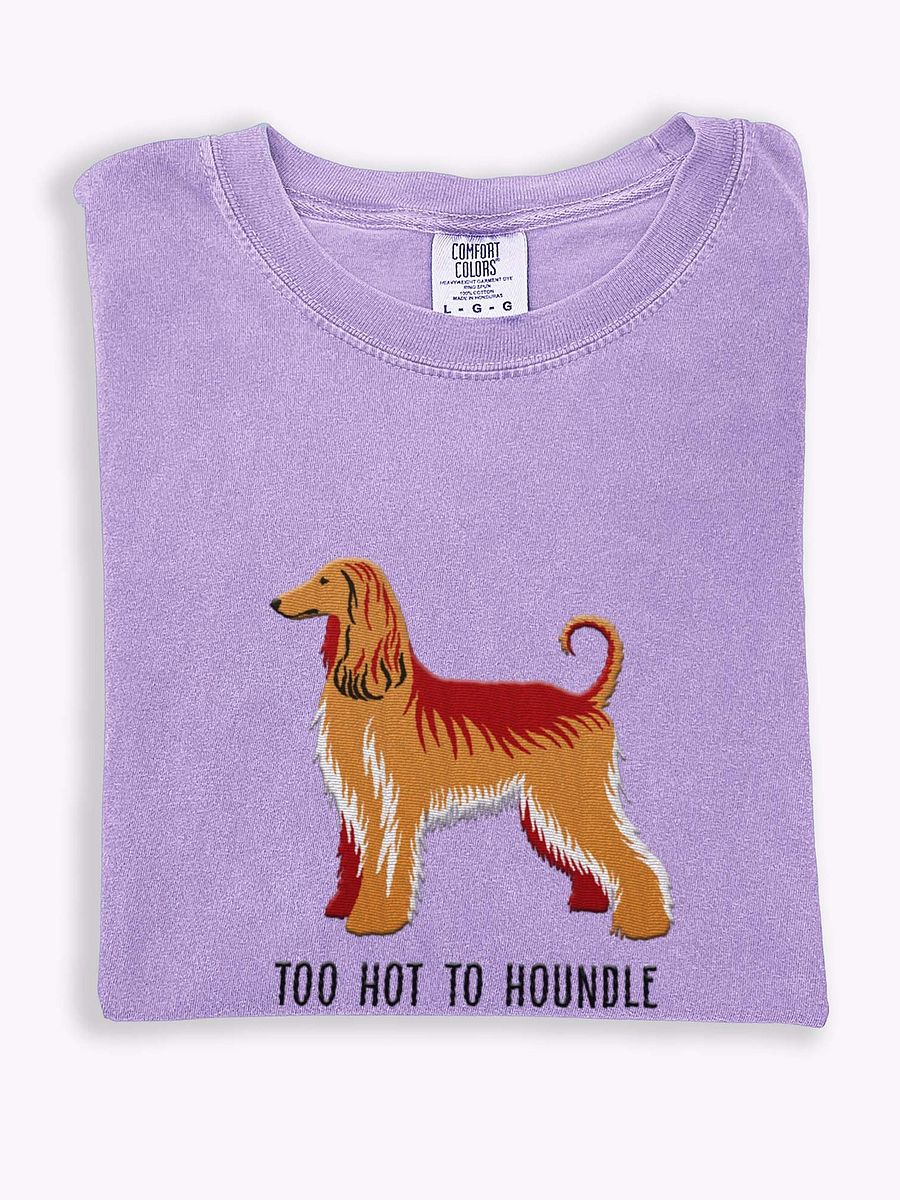Too Hot To Houndle T-Shirt(Embroidered) of an Afghan Hound product image (1)