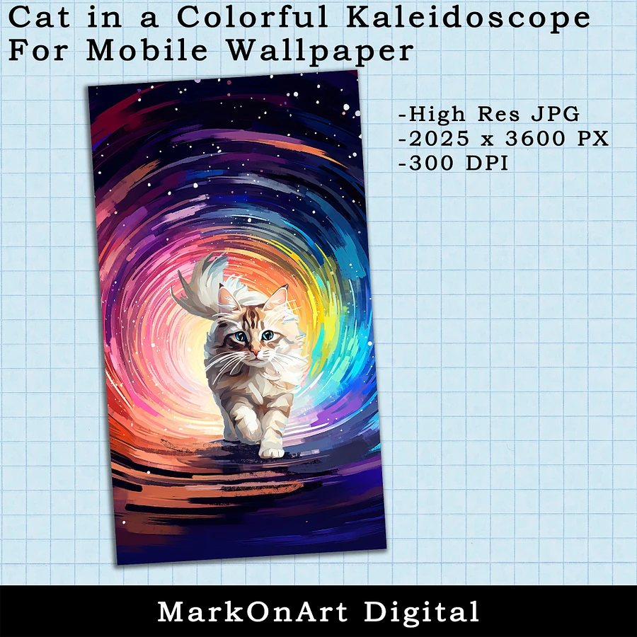 Cat In a Colorful Kaleidoscope For Mobile Phone Wallpaper or Lock Screen | High Res for iPhone or Android Cellphones product image (2)