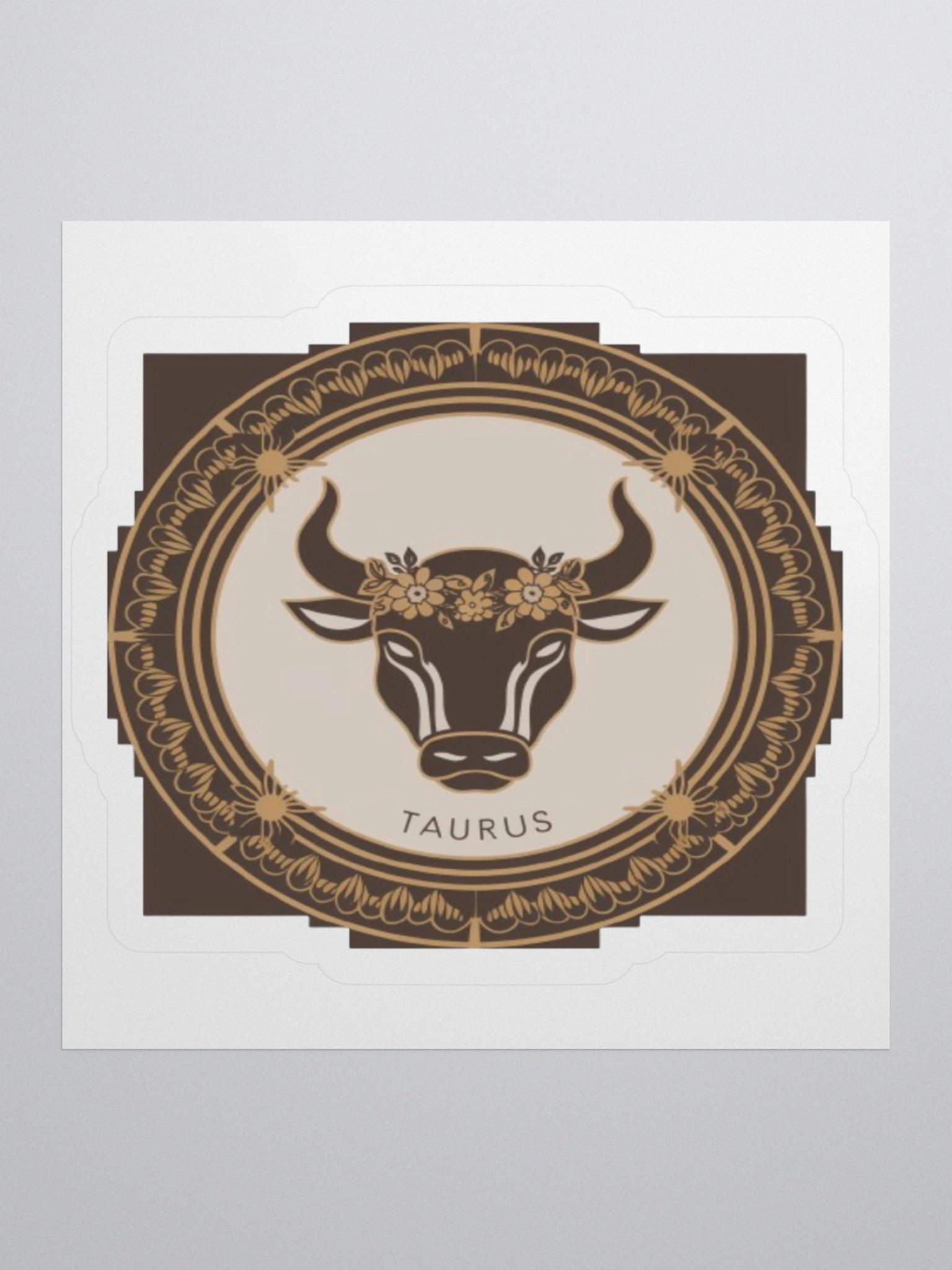 Taurus Zodiac Sticker - Bull with Floral Crown - Durable Vinyl product image (2)