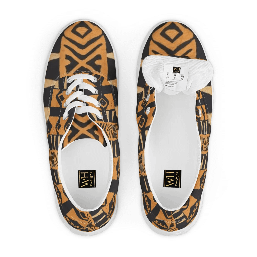 Women's African-Inspired Brown/Black Lace-up Canvas Shoes product image (6)