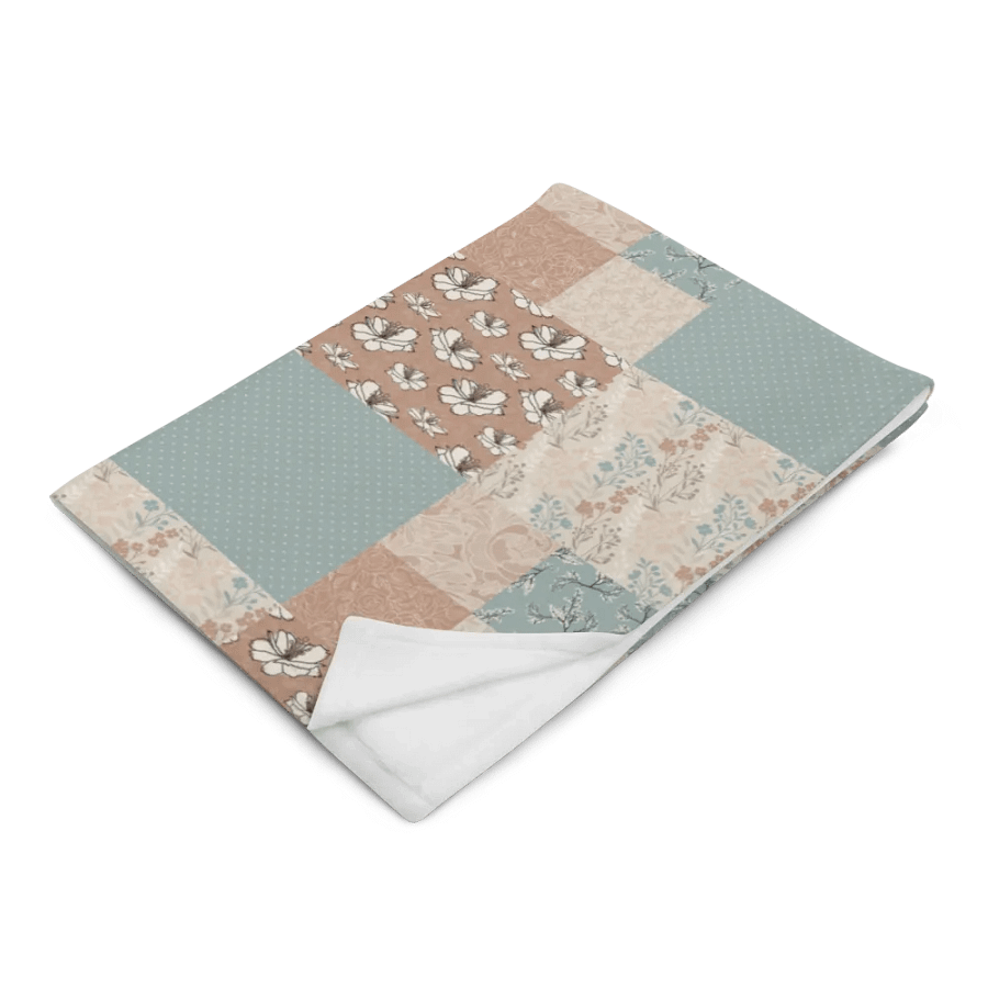 Vintage Romance Taupe Floral Patchwork Throw Blanket product image (9)