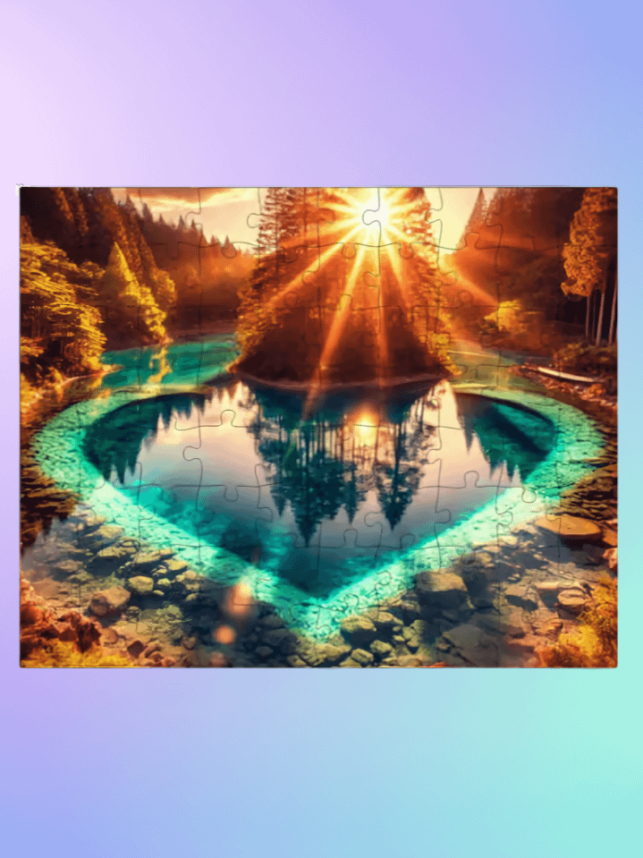 Crystal Love Lake Puzzle Sublimation Design – premium 300 DPI digital download product image (1)