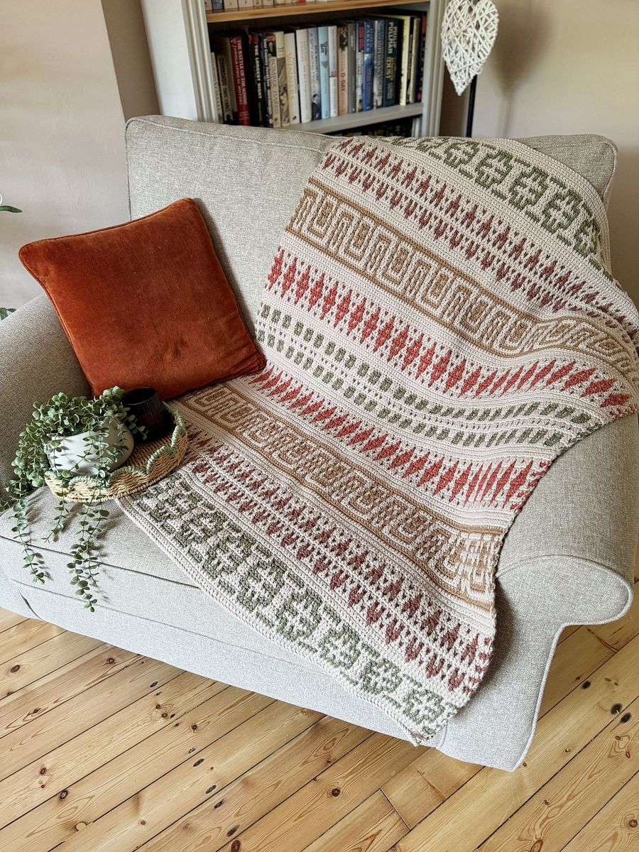 CROCHET PATTERN & VIDEO - Wildflower Inset Mosaic Crochet Blanket product image (5)