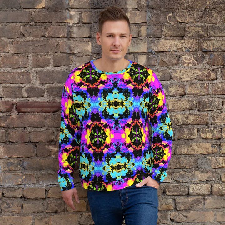 Abstract Neon Melting Daises Unisex Sweatshirt product image (1)