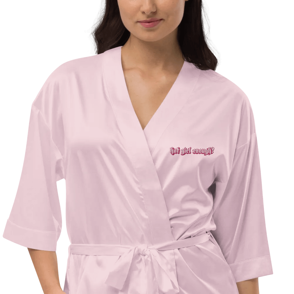 Hot Girl Enough? Pink Satin Robe product image (6)