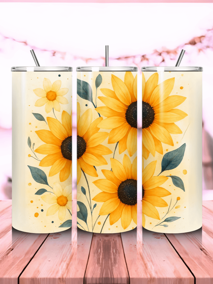 Autumn Sunflowers Tumbler Wrap PNG – 20oz Skinny Sublimation Design with Golden Fall Sunflower Artwork & Warm Seasonal Tones – Perfect Autumn Gift – 300 DPI Instant Digital Download product image (1)